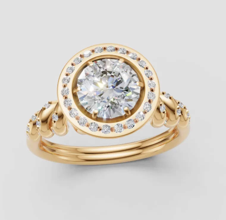 Final render: alternate angle showing the band profile and stone setting