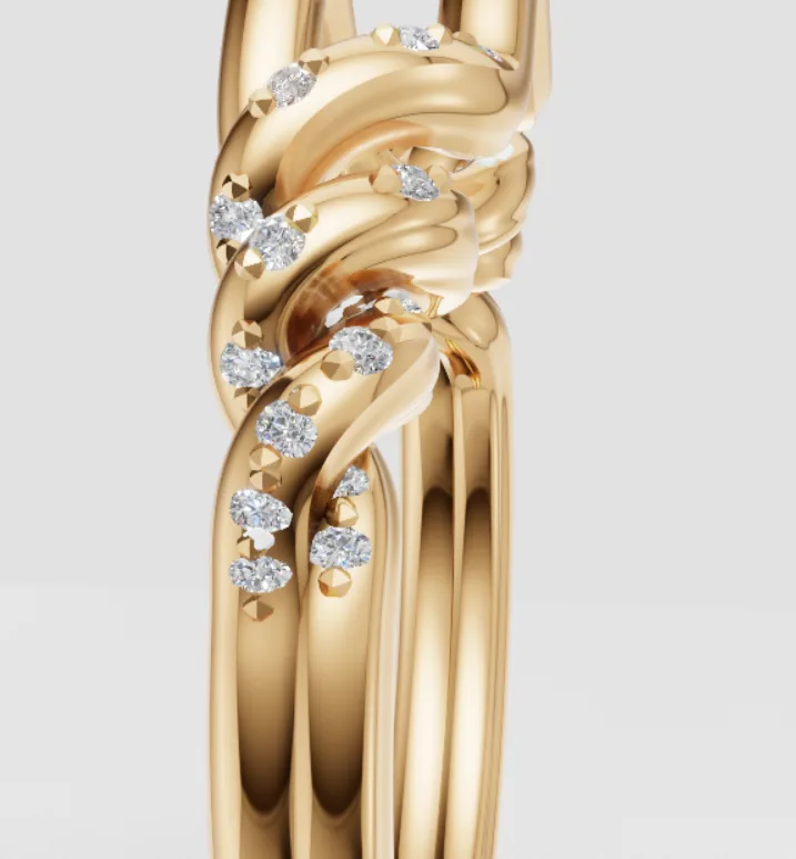 Final render: a second design — twisted gold band with channel-set diamonds
