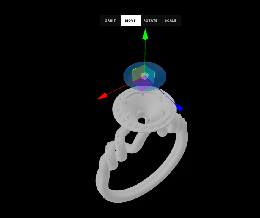 Moving the stone component independently using the spatial editor's Move gizmo