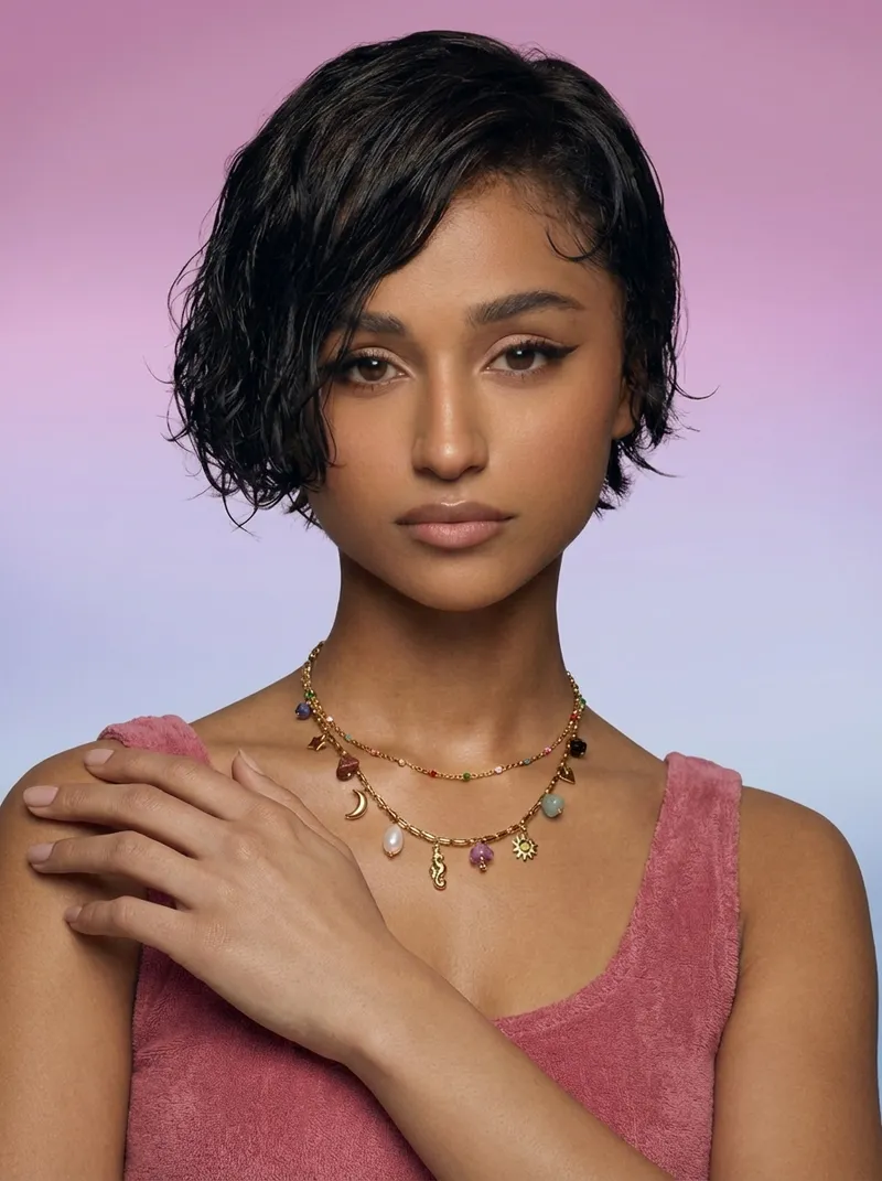 Pastel Dream: pink-to-blue gradient, pink terry cloth, Y2K soft