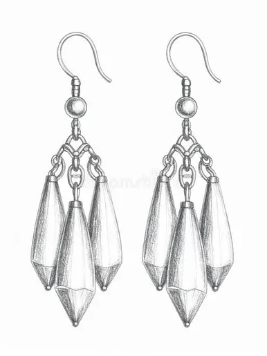 Pencil sketch of a pair of chandelier drop earrings, the input given to FormaNova AI Jewelry CAD